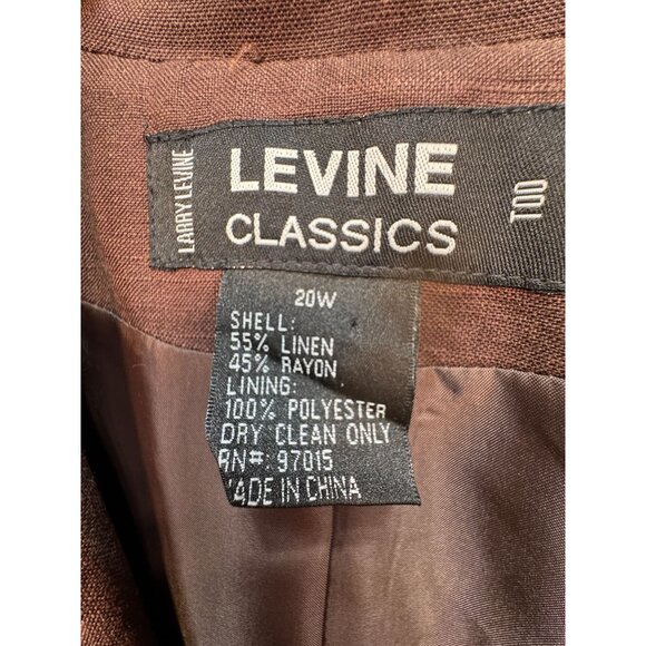 Larry Levine Women's Linen Blazer Size 20W Brown Two Button Belted Stretch - Picture 3 of 13